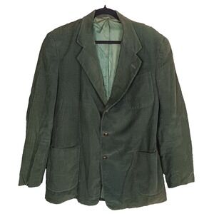 Vintage Style Manor by Bond Green Corduroy Blazer Sport Coat 44R Union‎ Made USA